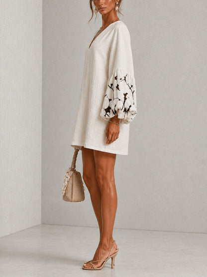 Waverly | Mini-Robe Fleurie à Manches Bouffantes
