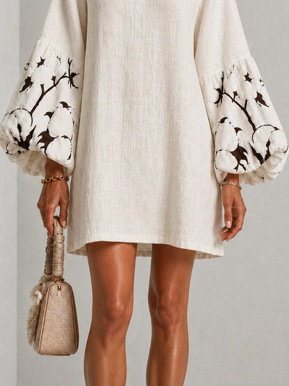 Waverly | Mini-Robe Fleurie à Manches Bouffantes