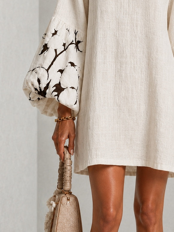 Waverly | Mini-Robe Fleurie à Manches Bouffantes