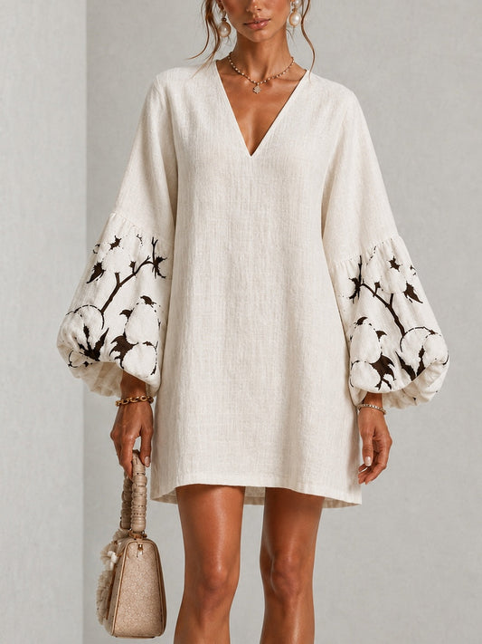 Waverly | Mini-Robe Fleurie à Manches Bouffantes
