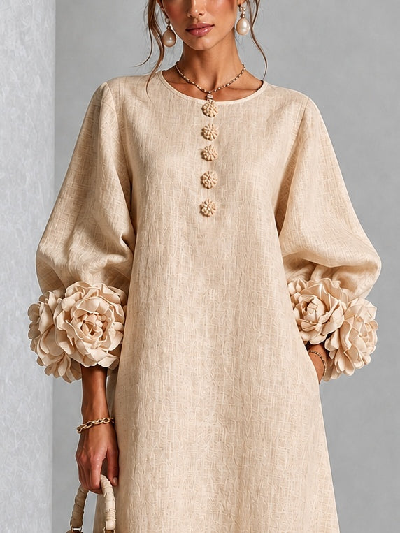 Rosanne | Robe Midi à Manchettes Rosette