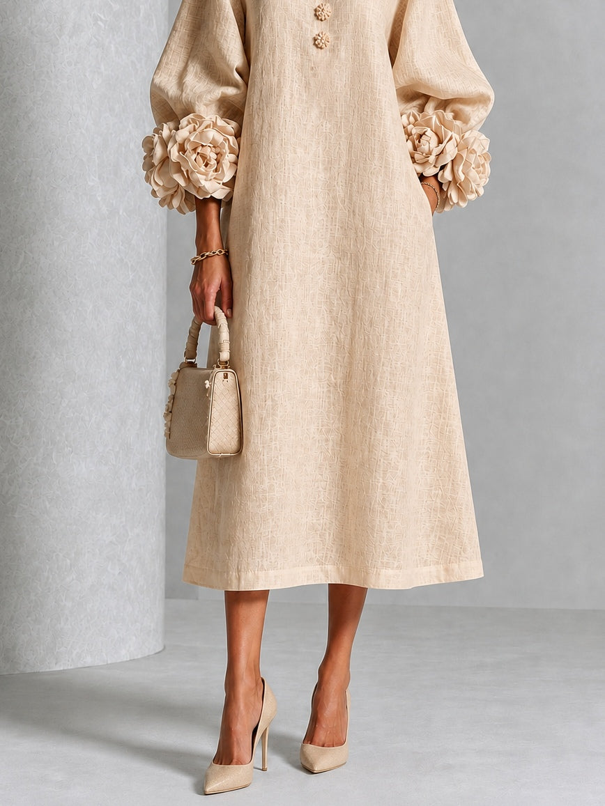 Rosanne | Robe Midi à Manchettes Rosette