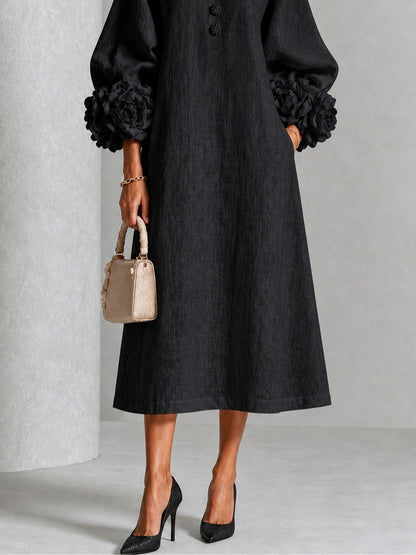 Adriana | Robe Midi à Manchettes Fleuries