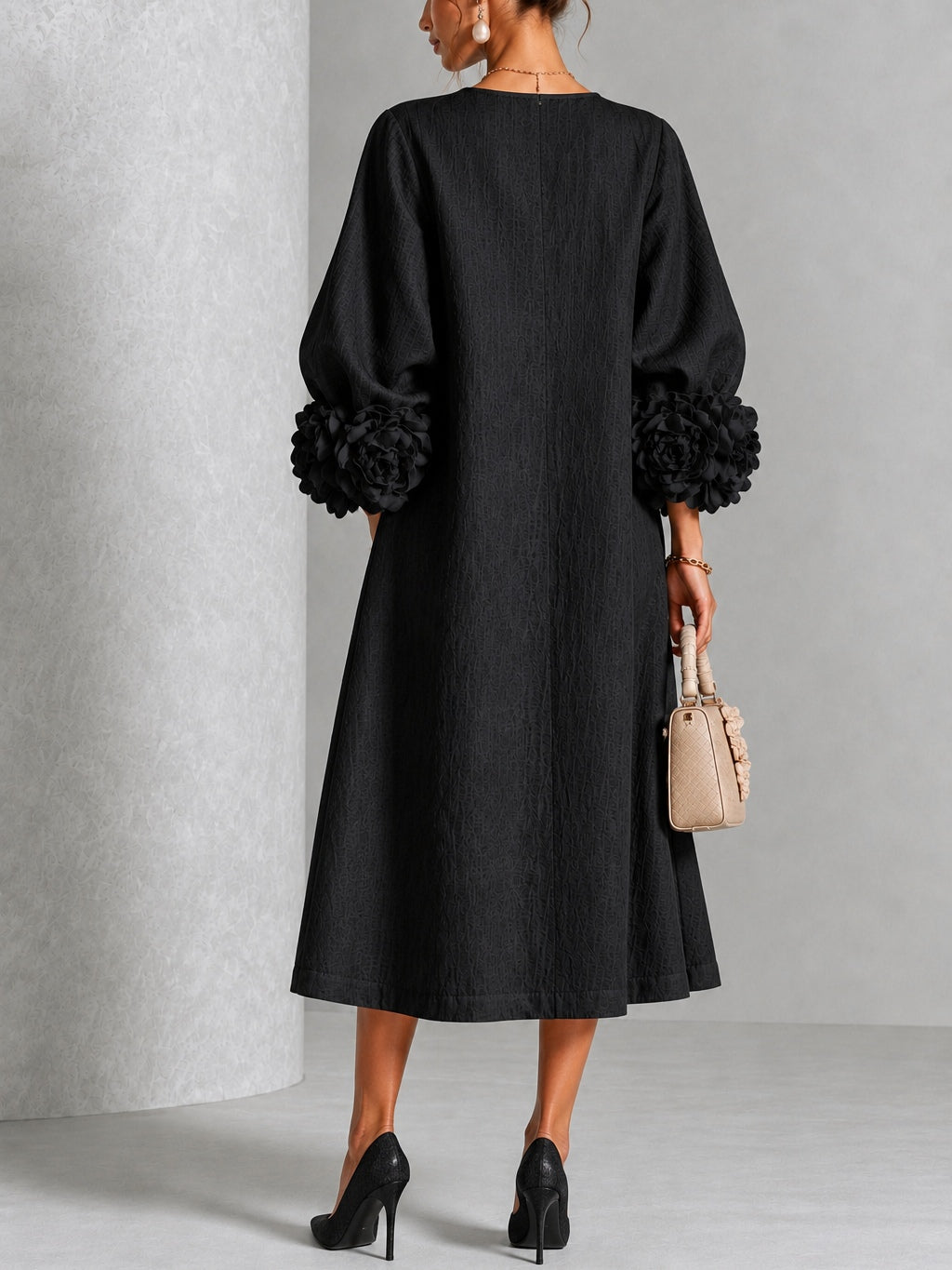 Adriana | Robe Midi à Manchettes Fleuries