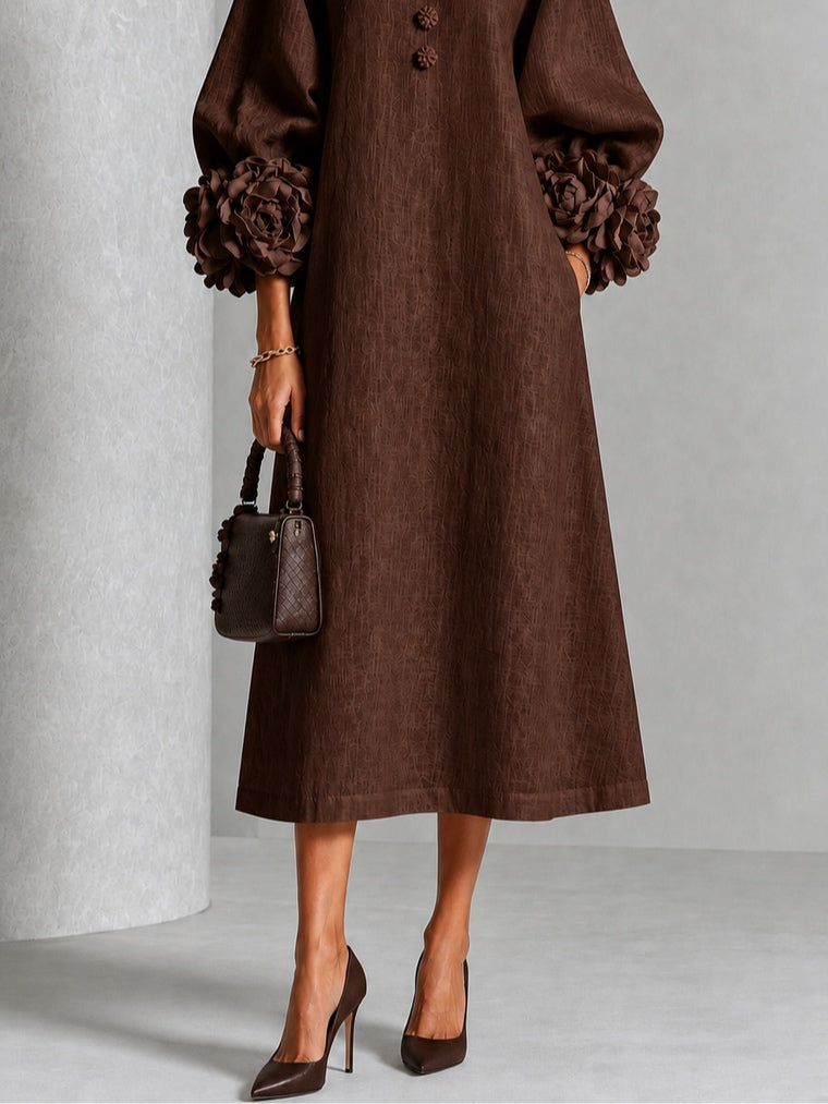 Beverly | Robe Midi à Manchettes Rosette