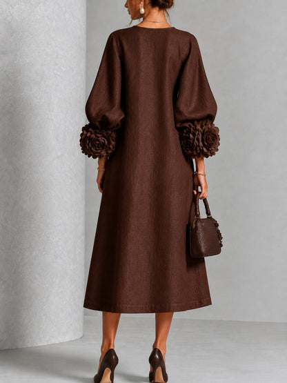 Beverly | Robe Midi à Manchettes Rosette