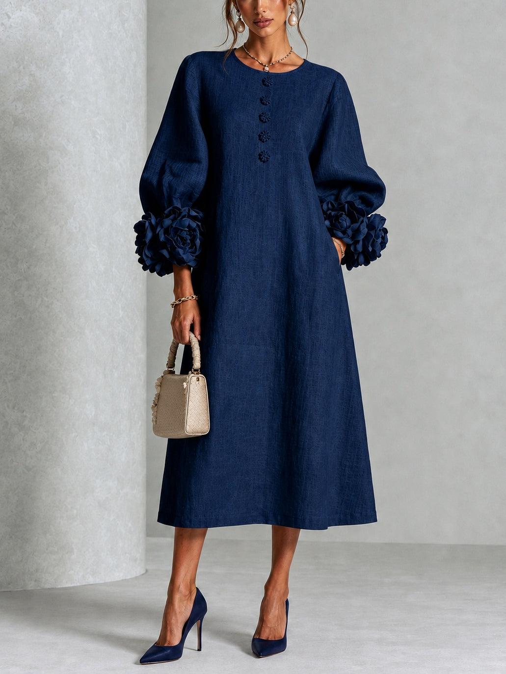 Danica | Robe Midi à Manchettes Fleuries