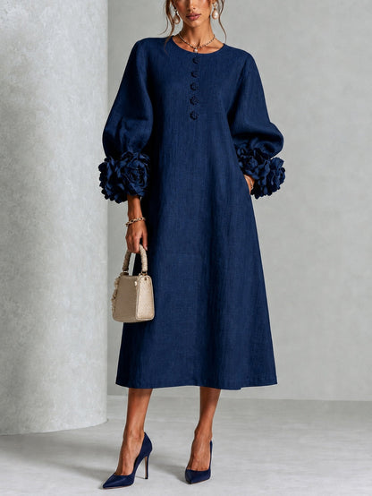 Danica | Robe Midi à Manchettes Fleuries