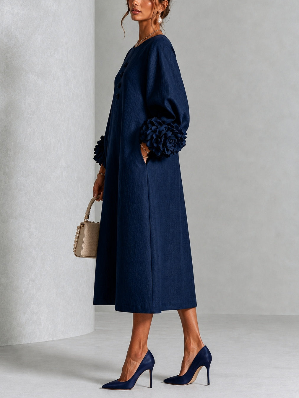 Danica | Robe Midi à Manchettes Fleuries