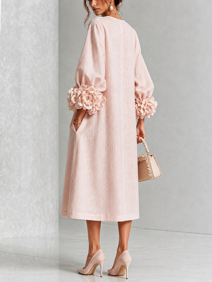 Rosetta | Robe Midi Boutonnée à Manchettes Fleuries