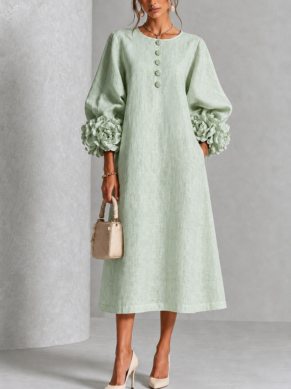 Sienna | Robe Midi à Manchettes Fleuries