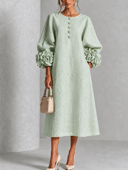 Sienna | Robe Midi à Manchettes Fleuries