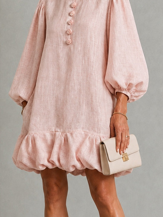 Rosalyn | Mini-Robe à Manches Bouffantes et Boutons Fleuris