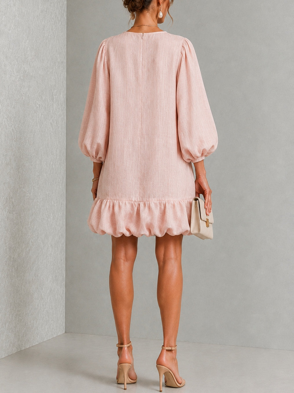 Rosalyn | Mini-Robe à Manches Bouffantes et Boutons Fleuris