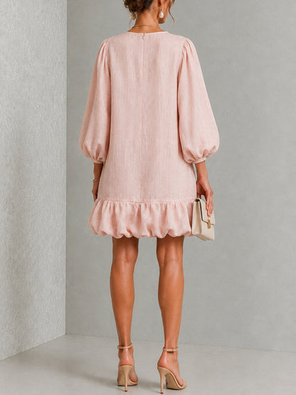Rosalyn | Mini-Robe à Manches Bouffantes et Boutons Fleuris