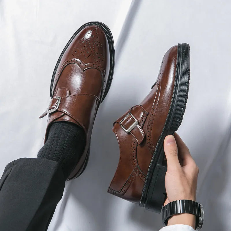 Fedde™ Bottes en Cuir Classiques pour Hommes avec Détail de Boucle