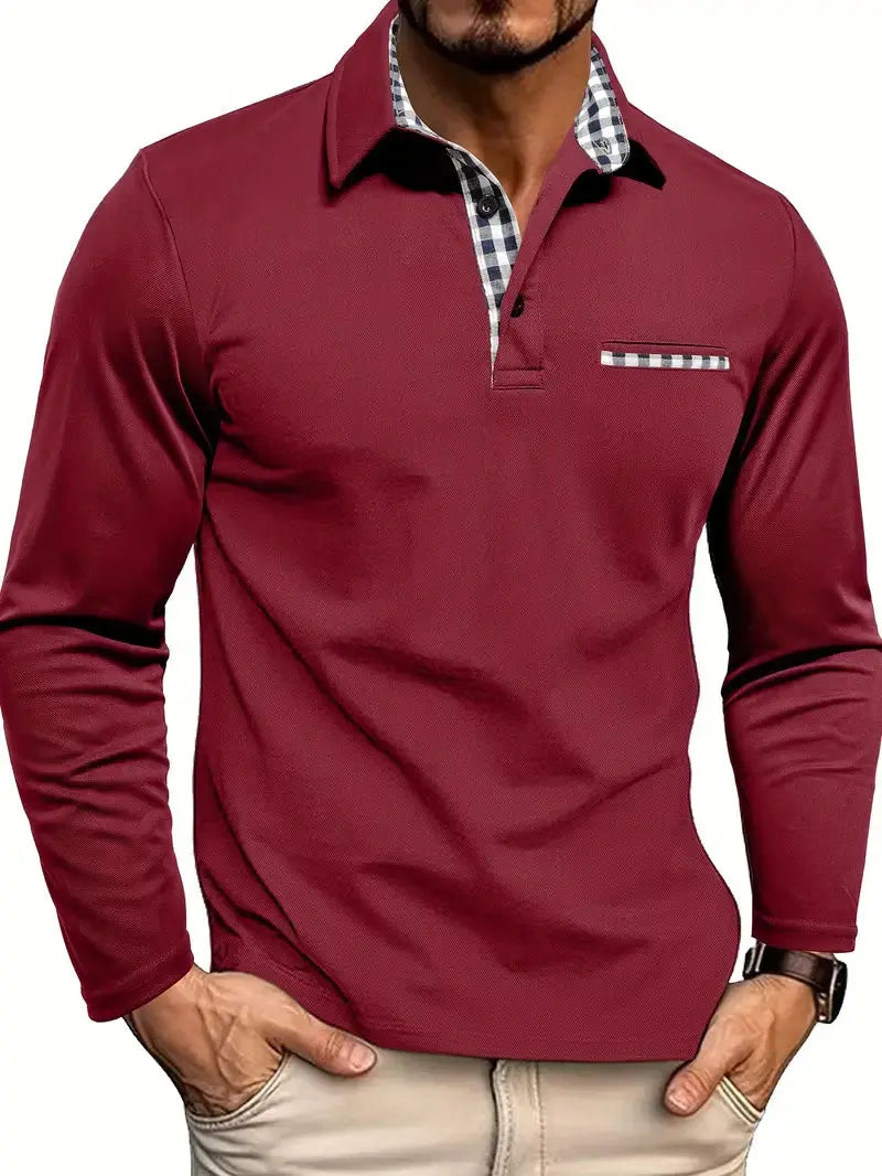 Polo Homme à Manches Longues Casual Stretch Confort