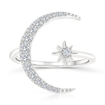 BAGUE LUNE ET ÉTOILE EN ARGENT
