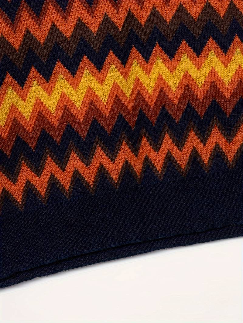 Pull Rétro avec Motif Zigzag
