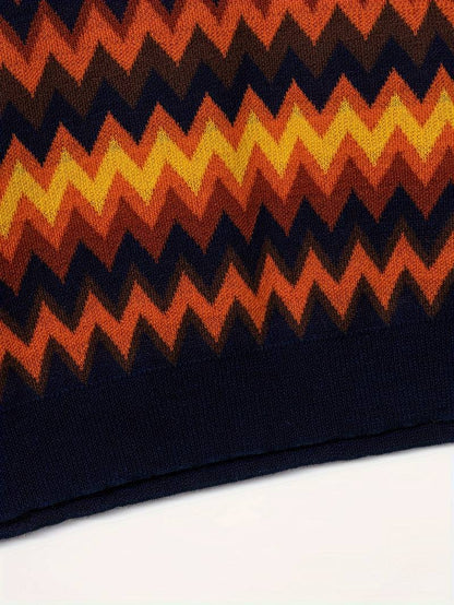 Pull Rétro avec Motif Zigzag
