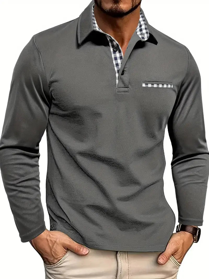 Polo Homme à Manches Longues Zippé Moderne Casual