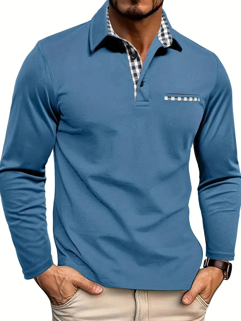 Polo Homme à Manches Longues Casual Stretch Confort