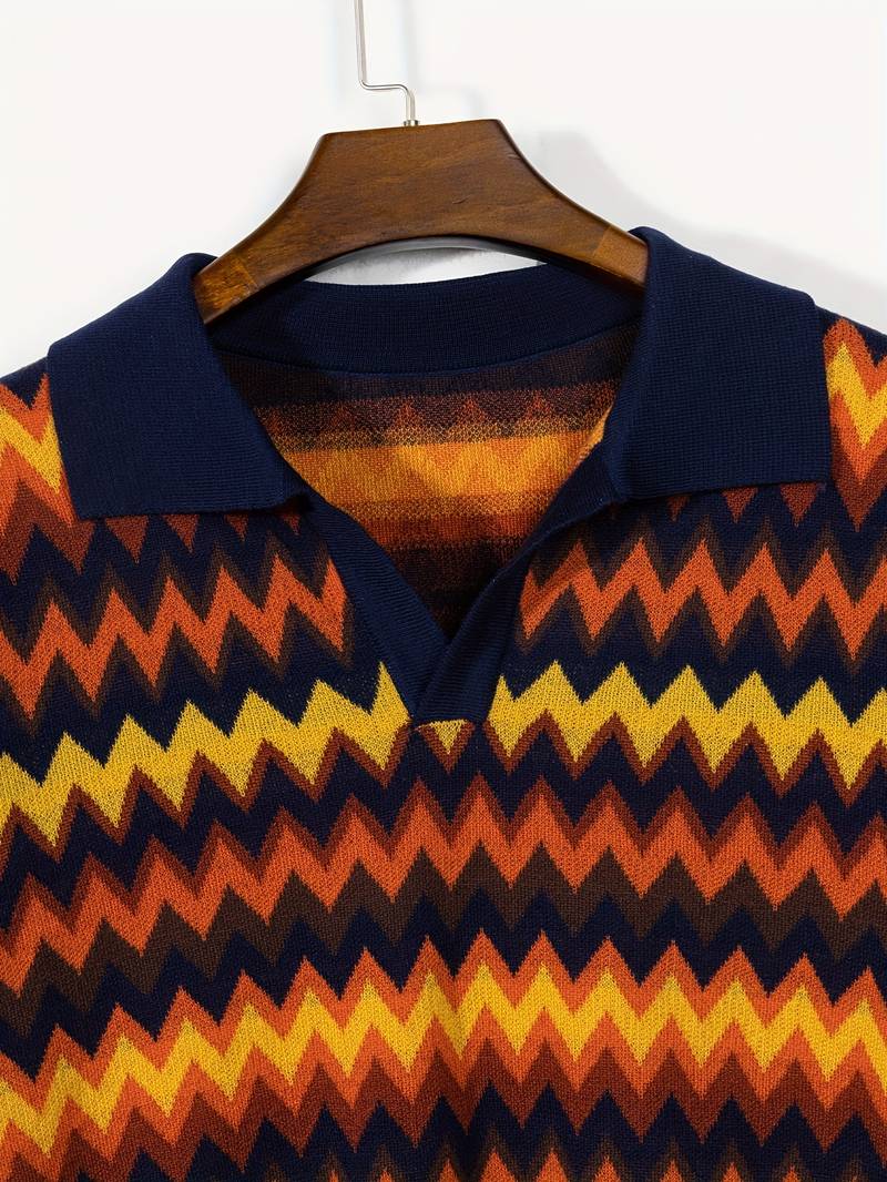 Pull Rétro avec Motif Zigzag