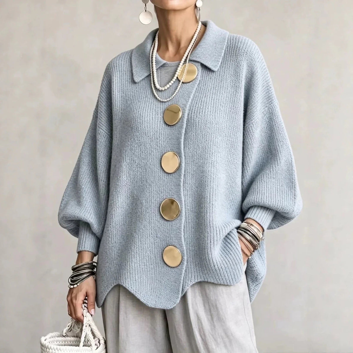 Karina - Cardigan Oversize à Col et Boutons