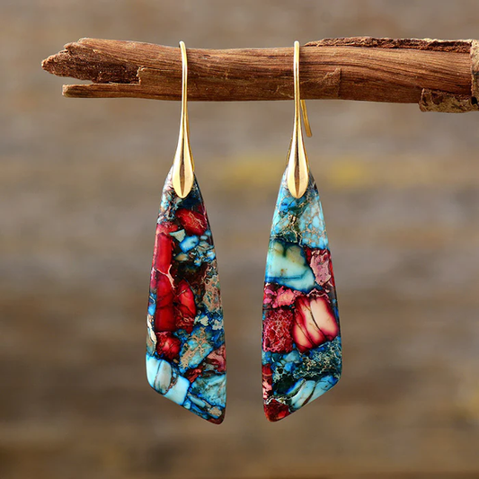 BOUCLES D’OREILLES VINTAGE AVEC PIERRES COLORÉES