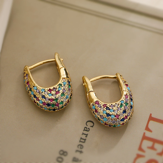 BOUCLES D’OREILLES ÉLÉGANTES AVEC CRISTAUX COLORÉS