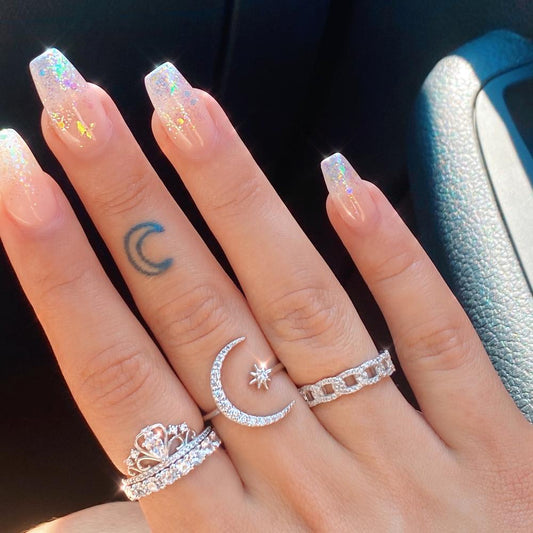 BAGUE LUNE ET ÉTOILE EN ARGENT