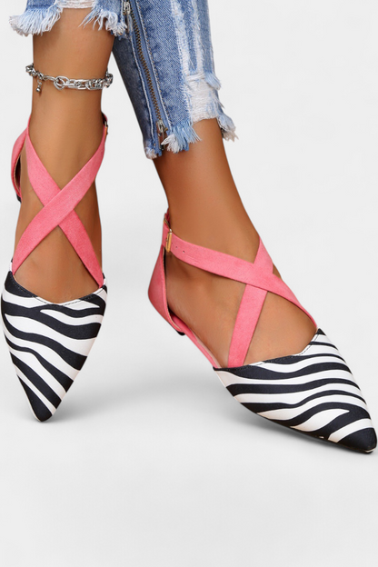 Mocassins Fenna a imprimé zébré et sangles croisées