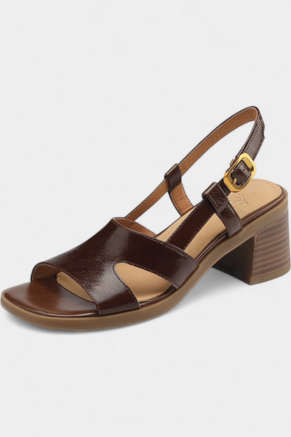 Milie Retro Square Toe Comfortable Comfortable Heeled Sandals (Sandales à talons confortables)