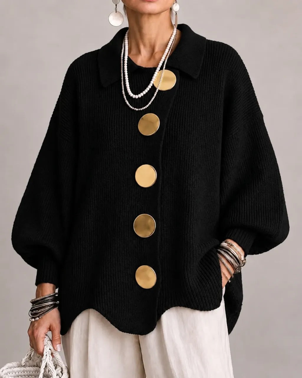 Karina - Cardigan Oversize à Col et Boutons