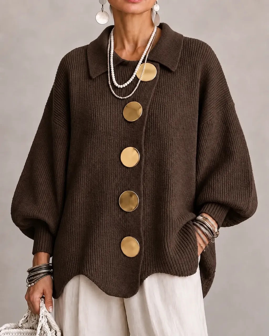 Karina - Cardigan Oversize à Col et Boutons