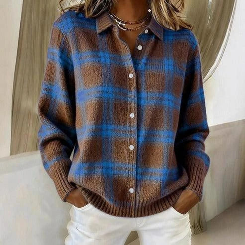 Nancy | Cardigan en Tricot à Carreaux