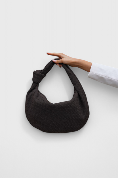 Sac à main moyen tissé lilas avec détails de nœuds