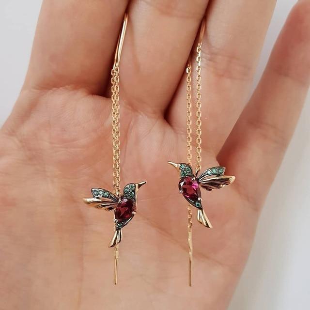 BOUCLES D’OREILLES EN FORME DE COLIBRI