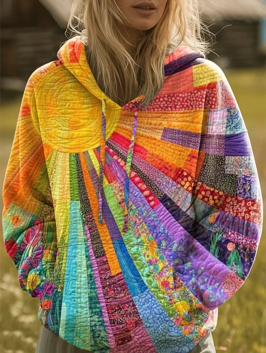 Aurora | Sweat Patchwork Multicolore à Capuche