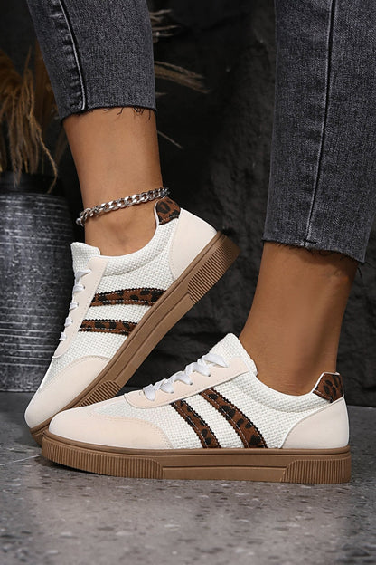 Amber™ : Baskets en cuir et cuir imprimé léopard