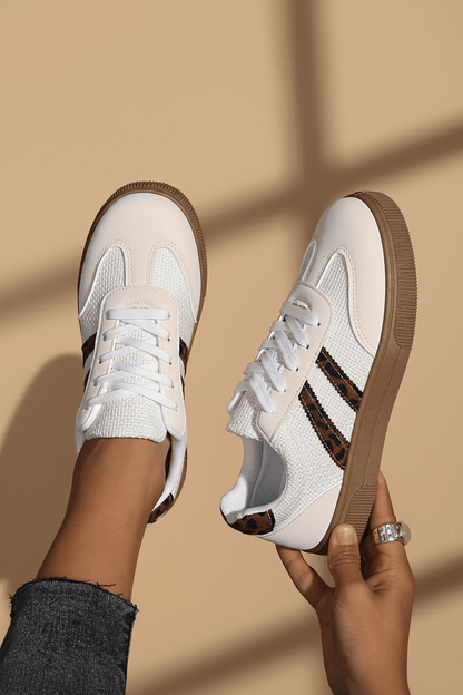 Amber™ : Baskets en cuir et cuir imprimé léopard