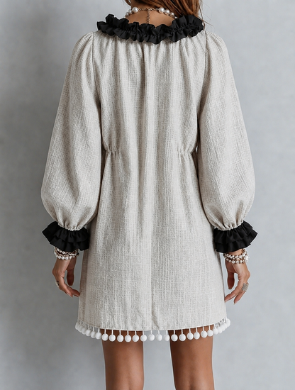 Anneliese | Mini-Robe à Manches Bouffantes et Volants