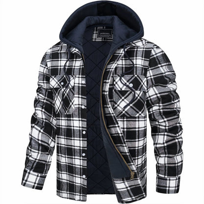 VESTE À CARREAUX AVEC CAPUCHE