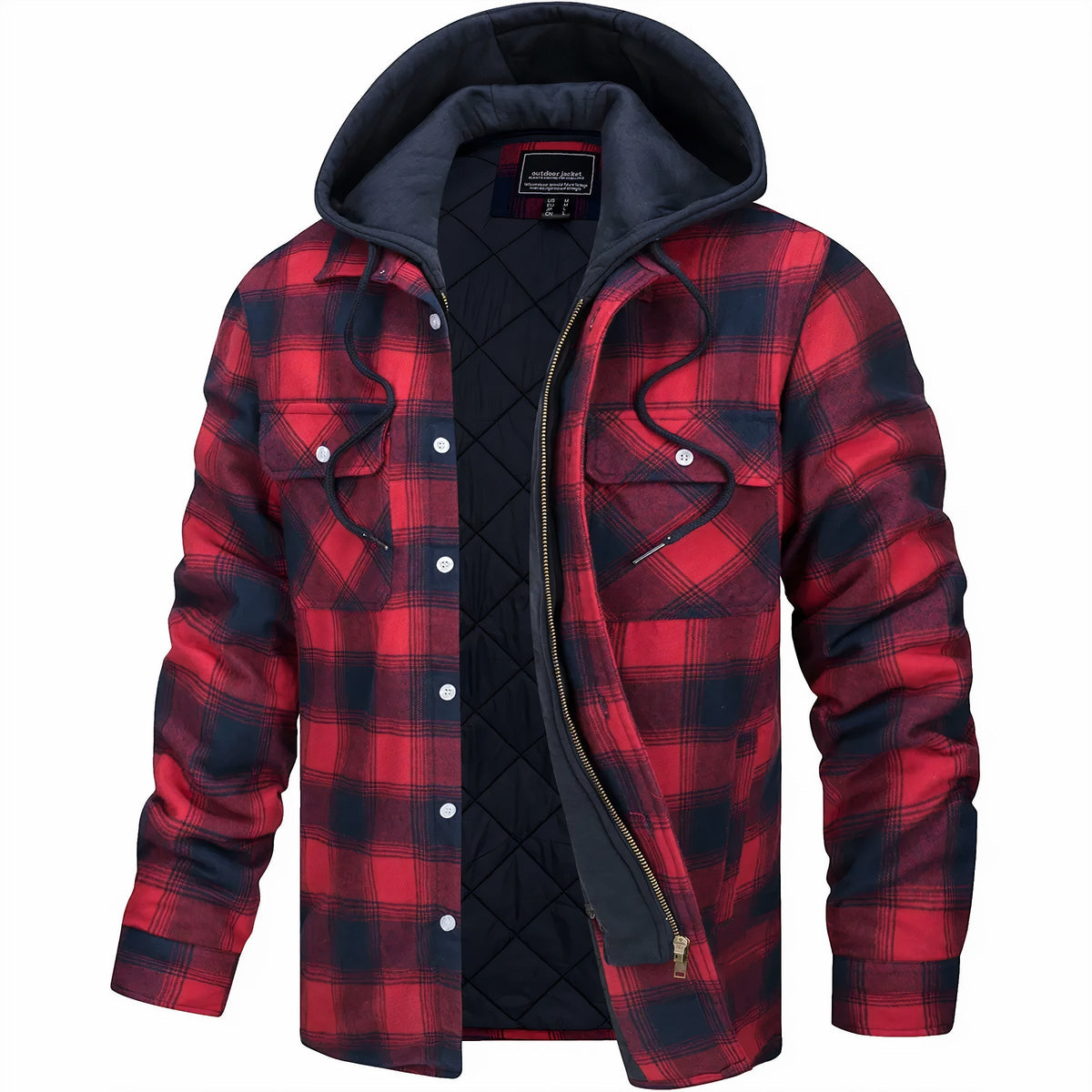 VESTE À CARREAUX AVEC CAPUCHE