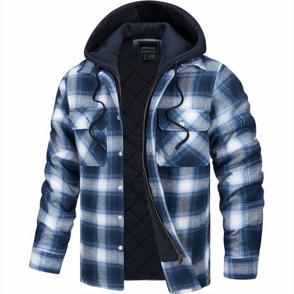 VESTE À CARREAUX AVEC CAPUCHE