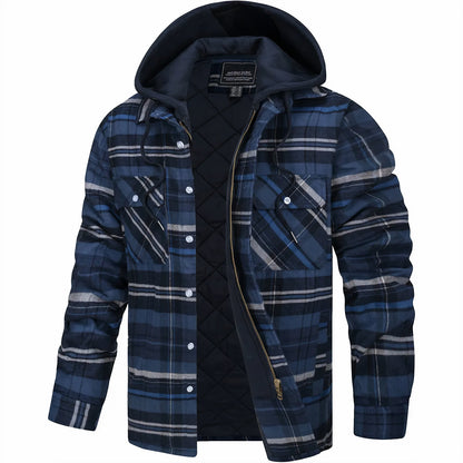 VESTE À CARREAUX AVEC CAPUCHE