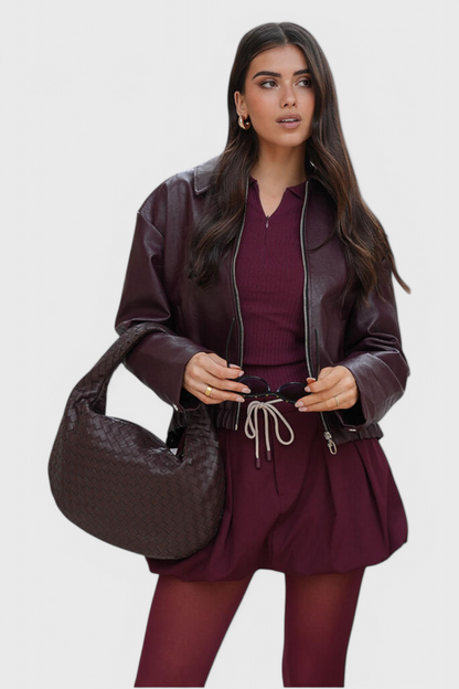 Sac à main moyen tissé lilas avec détails de nœuds